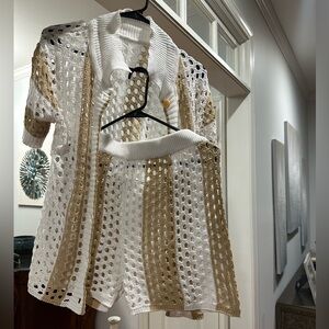 Your Next White and Tan Crochet Set 🤎🤍 Size Medium! Best Offer Accepted!